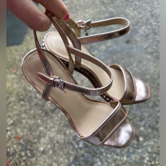 Gorgeous Like New Coach Rose Gold Sexy Silver Studded Balls Chunky Heel - Picture 3 of 17